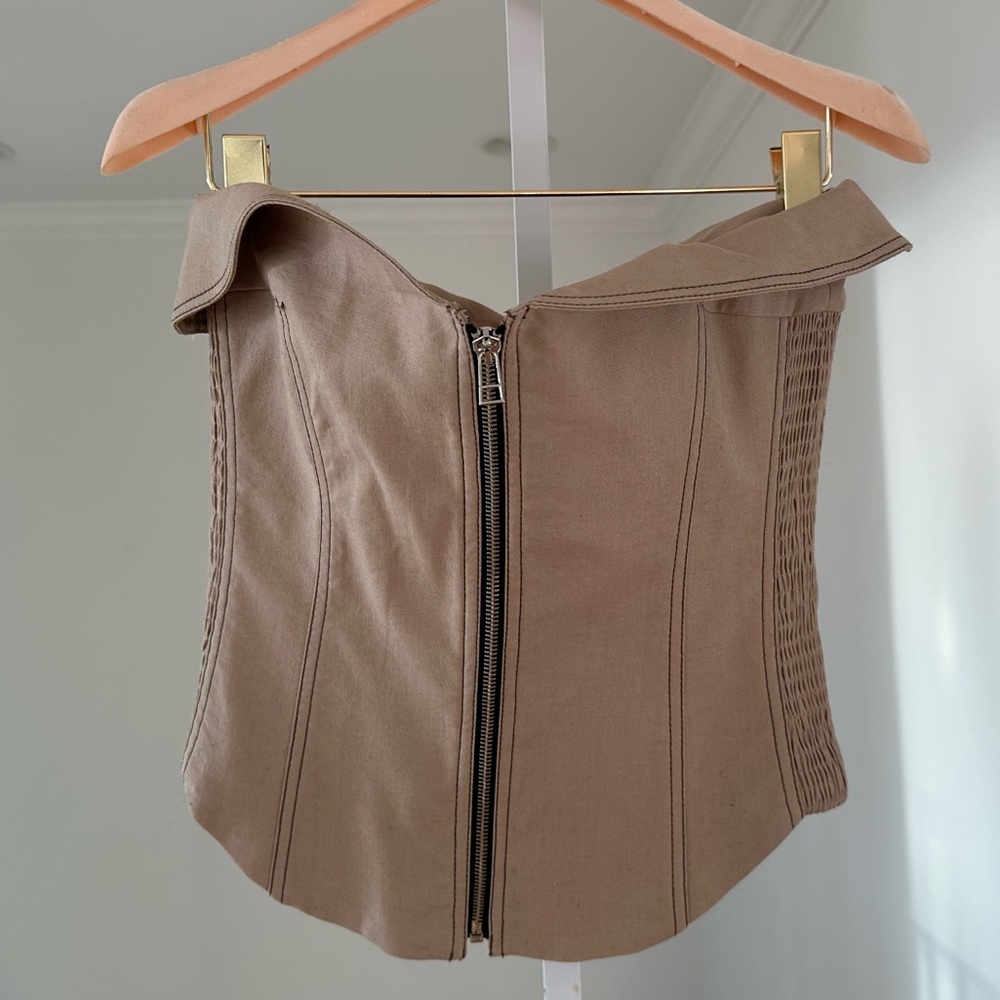 RARE Zara TOPSTITCHED ZIPPER BUSTIER Size Medium New without Tags - Picture 8 of 12